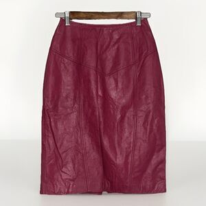 Vintage Pelle Cuir Leather Pencil Skirt Midi 90s Y2K Grunge Goth Retro Size 6